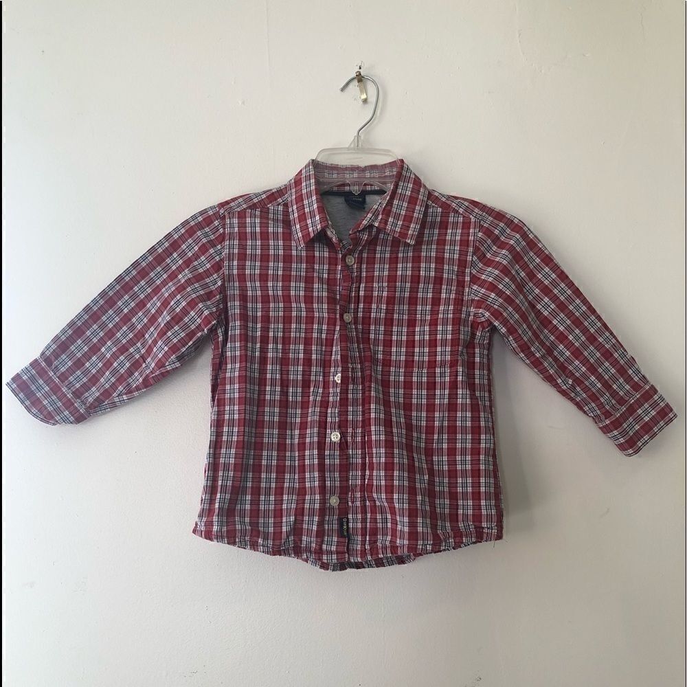 Oshkosh b’gosh Red Plaid Button Down Lined Shirt 5